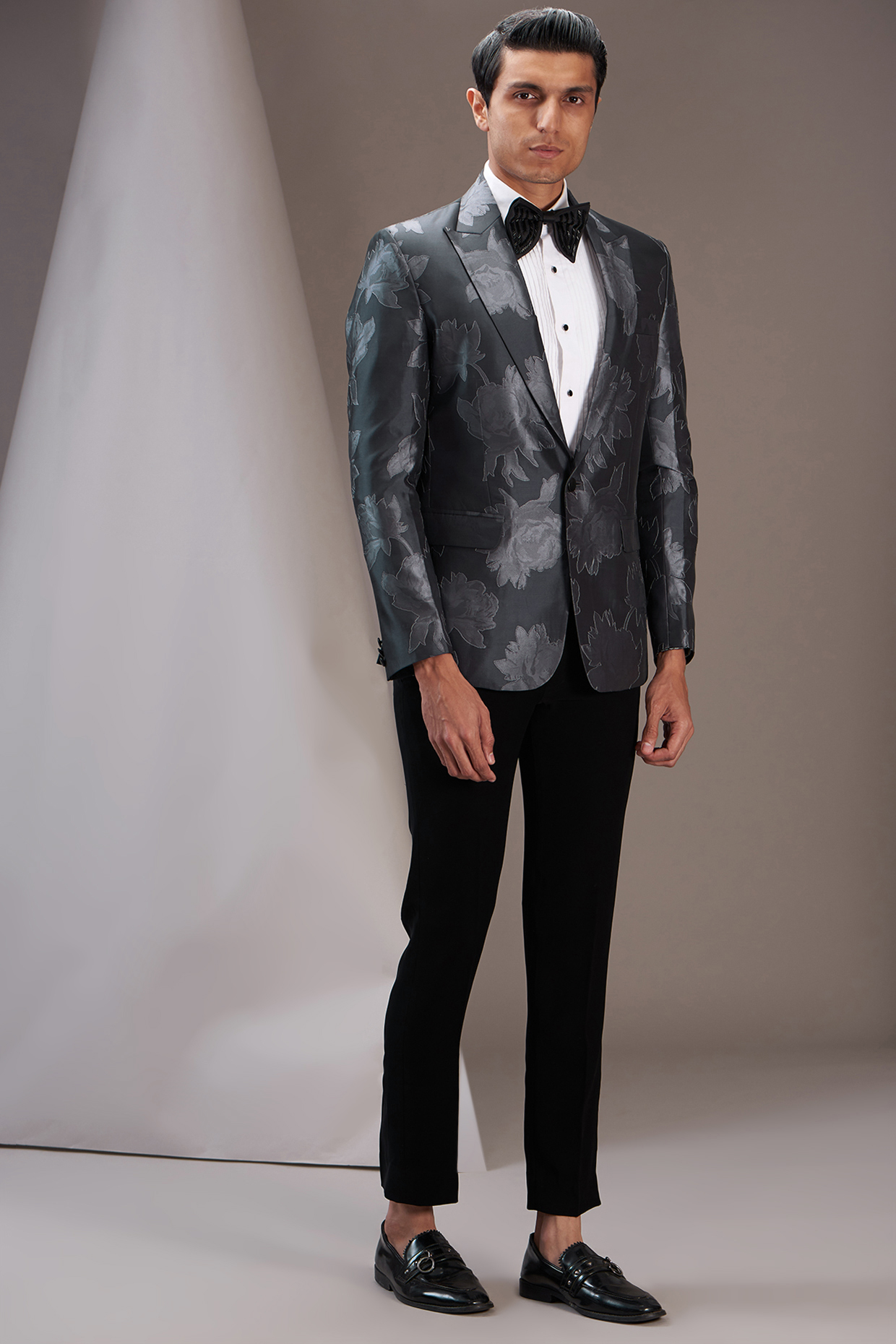 Grey Blue Italian Polyester Viscose Tuxedo Set by SVEN SUITS at Pernia's Pop Up Shop