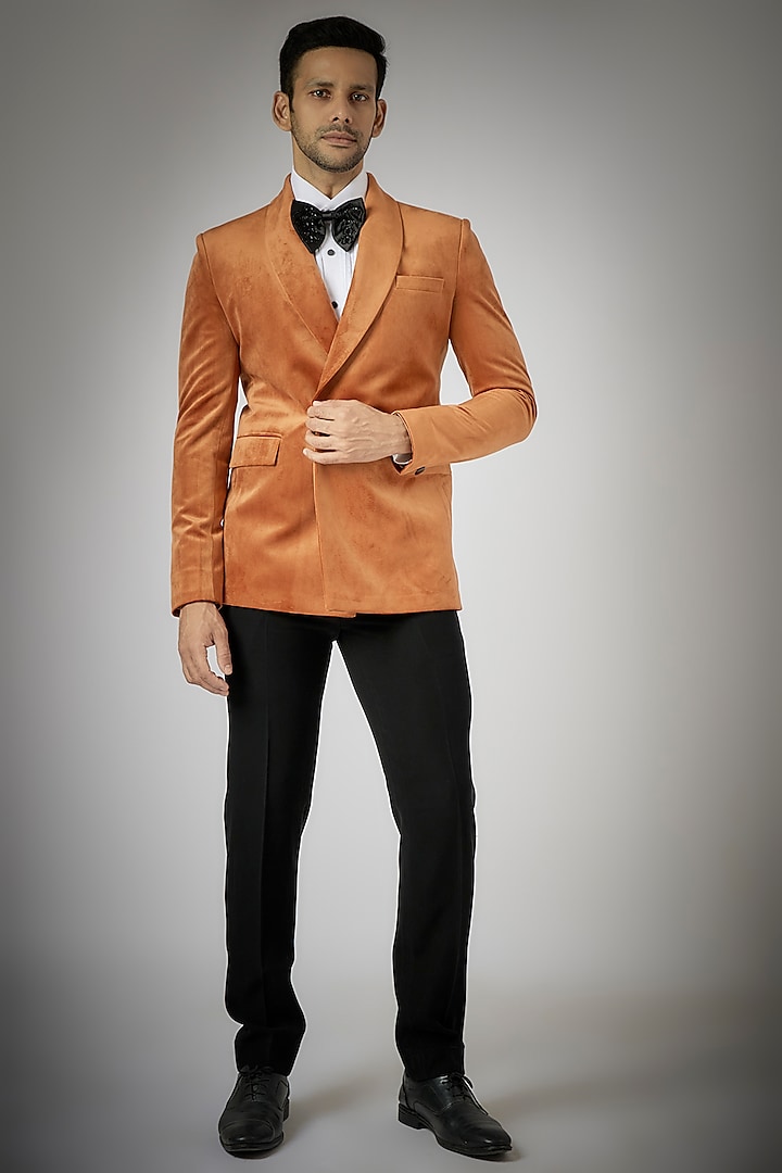 Rust Velvet Double Breasted Tuxedo Set by SVEN SUITS