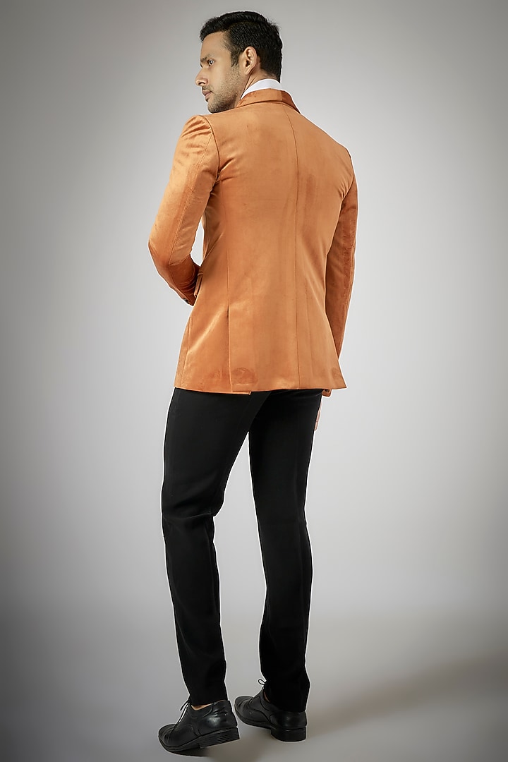 Rust Velvet Double Breasted Tuxedo Set by SVEN SUITS at Pernia's Pop Up Shop