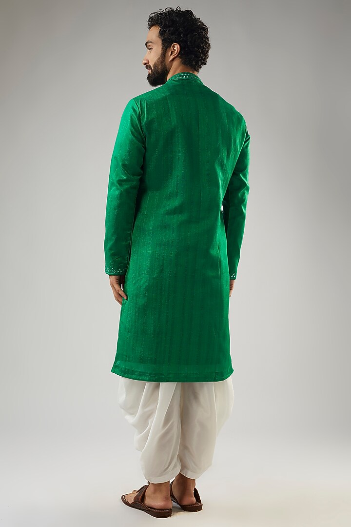 Castleton Green Tussar Hand Embroidered Kurta Set by SVEN SUITS at ...