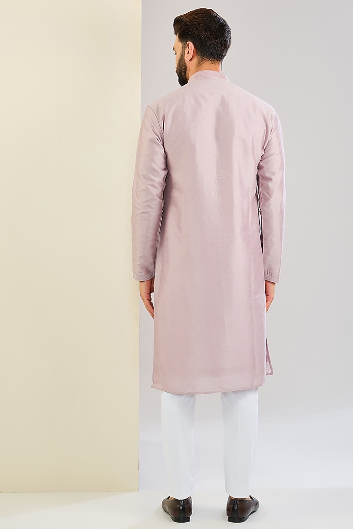 Mauve Silk Hand & Machine Embroidered Kurta Set by SVEN SUITS at Pernia's Pop Up Shop