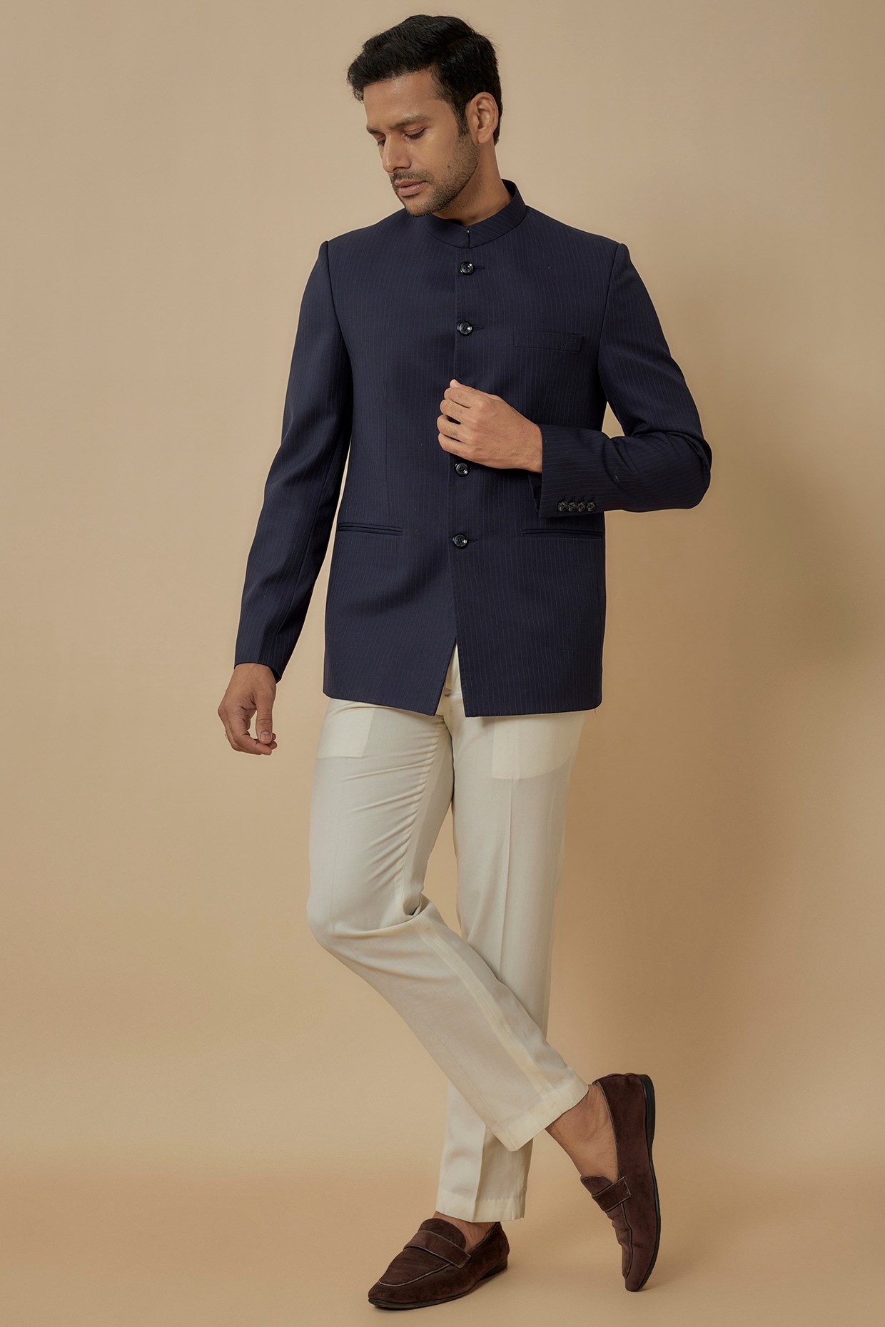 SVEN SUITS Blue Wool Jodhpuri Jacket