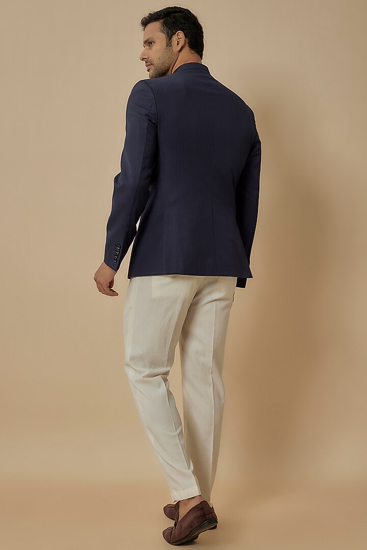 Blue Wool Jodhpuri Jacket by SVEN SUITS at Pernia's Pop Up Shop