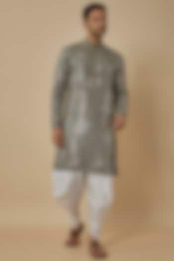 Grey Silk Sequins Embroidered Kurta Set by SVEN SUITS at Pernia's Pop Up Shop