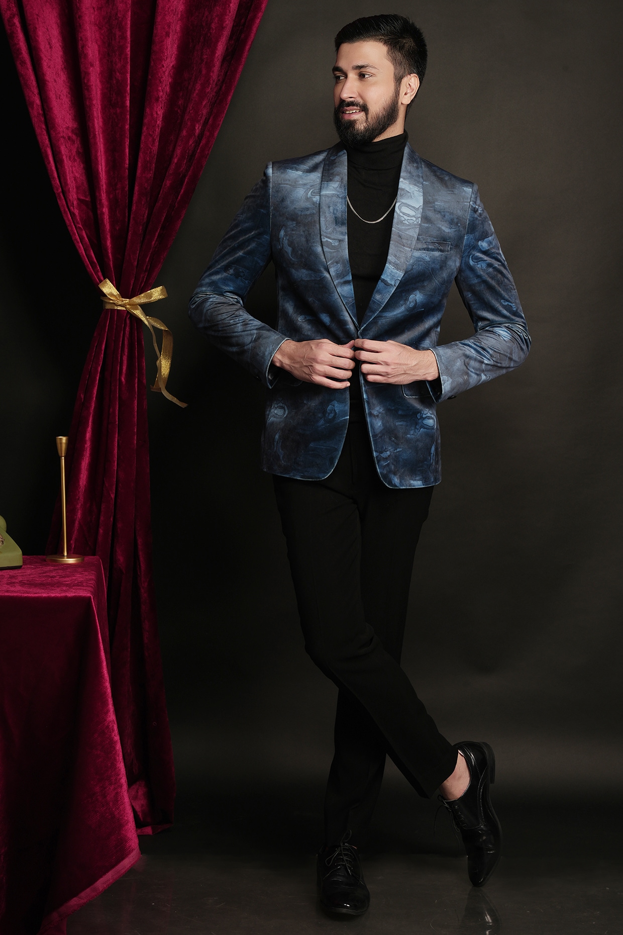 Midnight blue velvet tuxedo hot sale