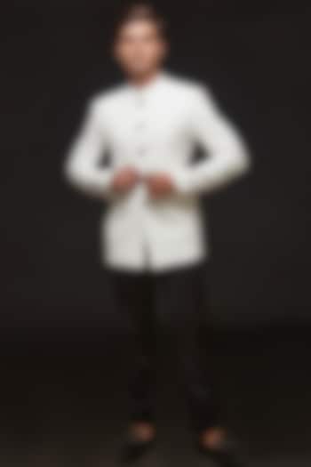 White Japanese Jodhpuri Set by SVEN SUITS at Pernia's Pop Up Shop