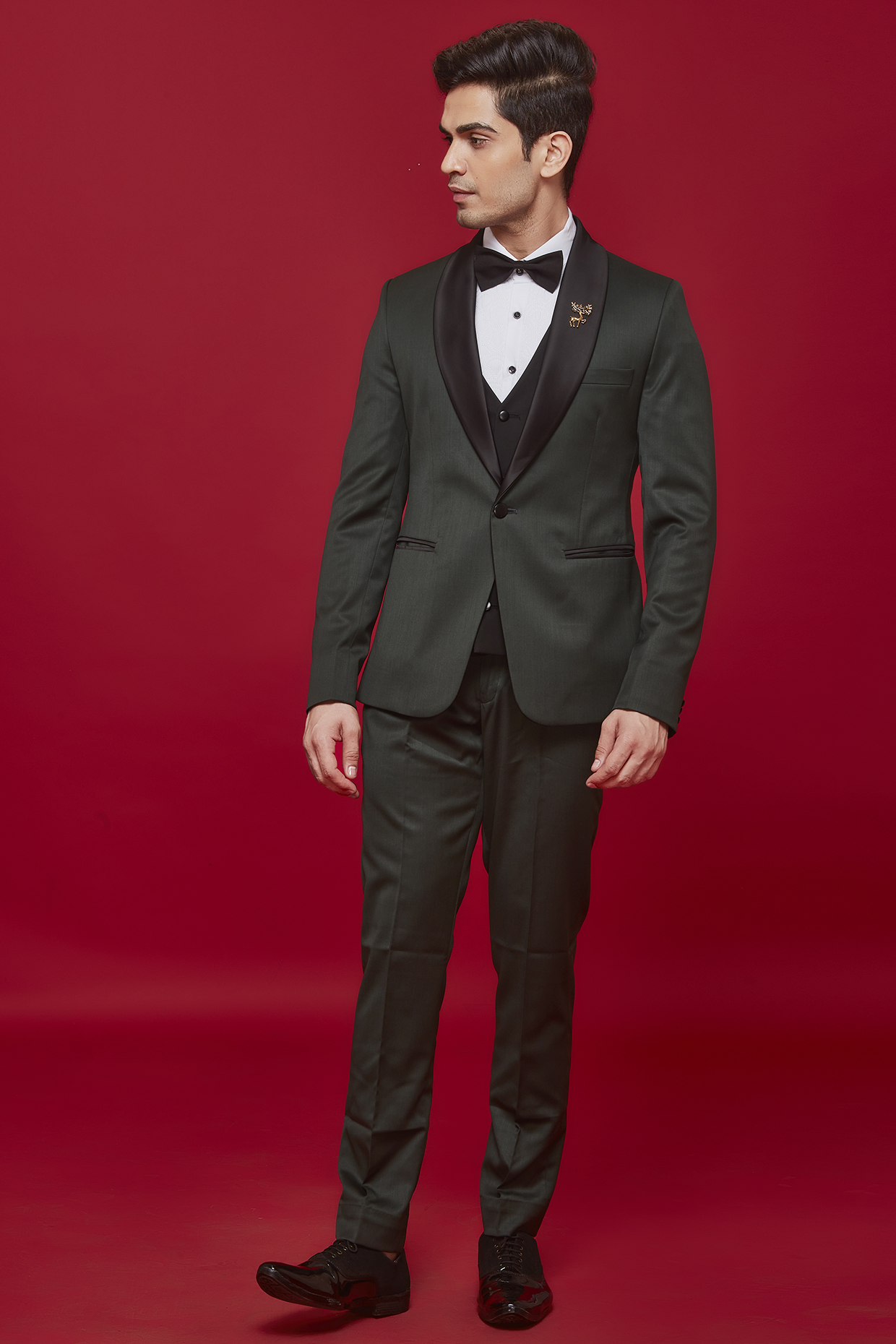 Emerald Green Wool Tuxedo Set by SVEN SUITS