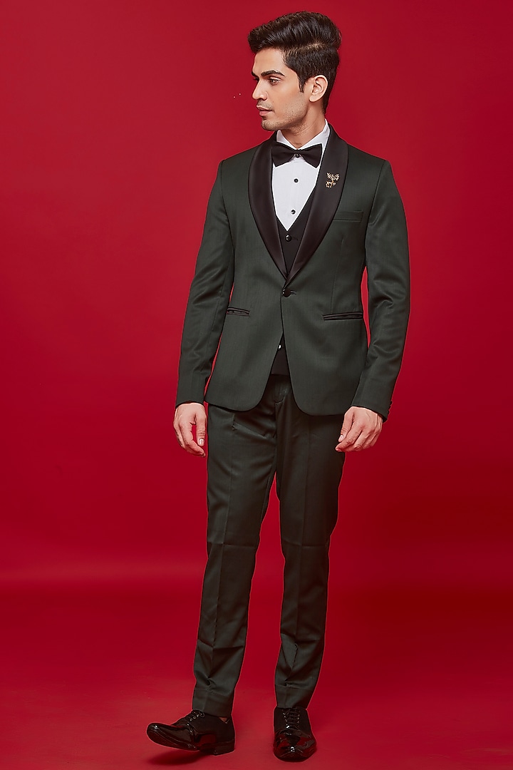 Emerald Green Wool Tuxedo Set by SVEN SUITS