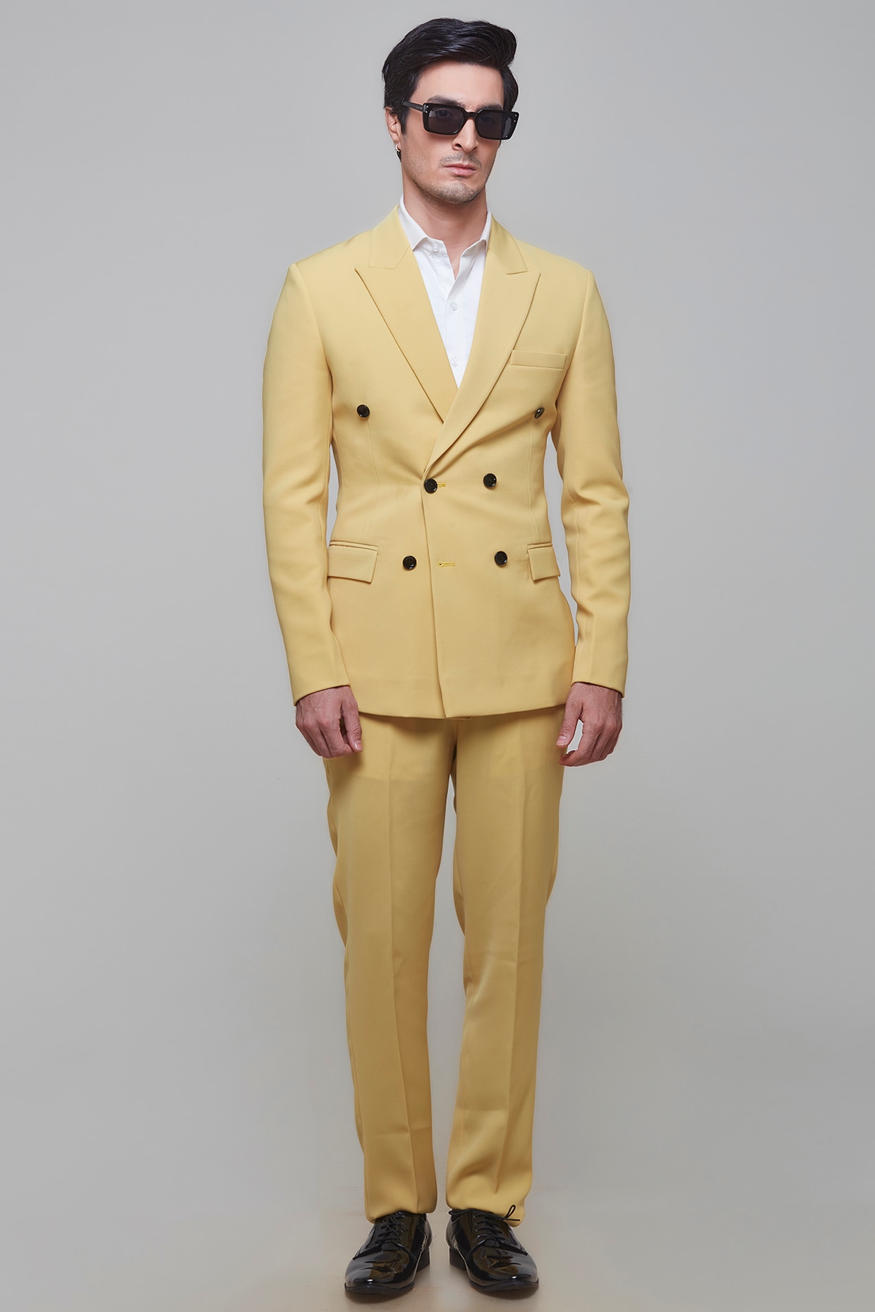 Yellow Polyester Stretch Blazer Set by SVEN SUITS at Pernia s Pop Up Shop