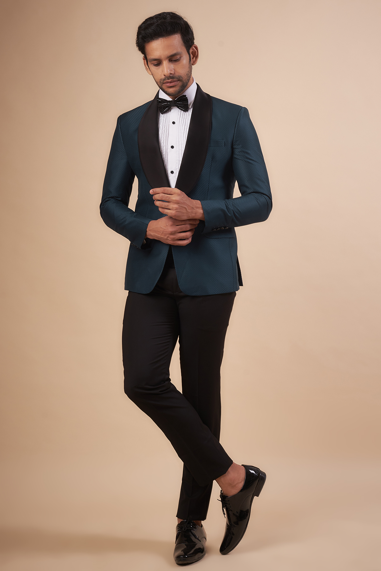 Teal Blue Terry Rayon Tuxedo Set by SVEN SUITS at Pernia's Pop Up Shop