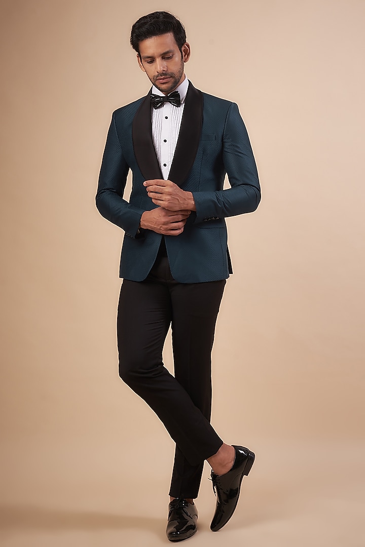Teal Blue Terry Rayon Tuxedo Set by SVEN SUITS at Pernia's Pop Up Shop