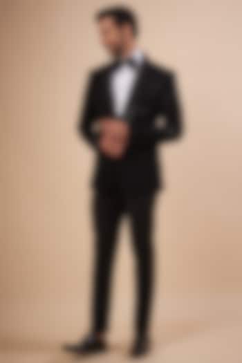 Black Japanese Polyester Stretch Tuxedo Set by SVEN SUITS at Pernia's Pop Up Shop