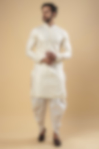 Ivory & Gold Tissue Printed Kurta Set by SVEN SUITS at Pernia's Pop Up Shop