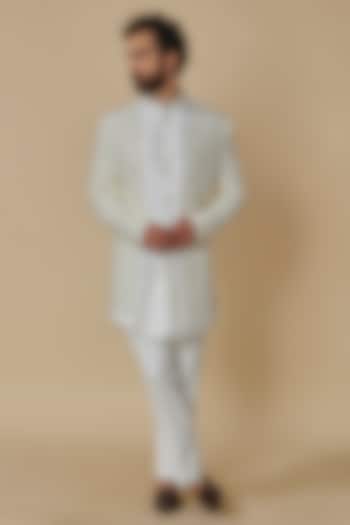 White Georgette Sequins Embroidered Indo-Western Set by SVEN SUITS at Pernia's Pop Up Shop