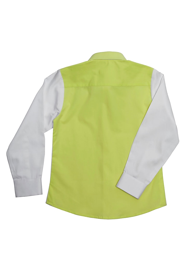White Cotton Satin Thread Embroidered Shirt For Boys by Partykles at Pernia's Pop Up Shop