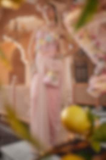 Pink Chiffon Draped Skirt Set by Show Shaa at Pernia's Pop Up Shop