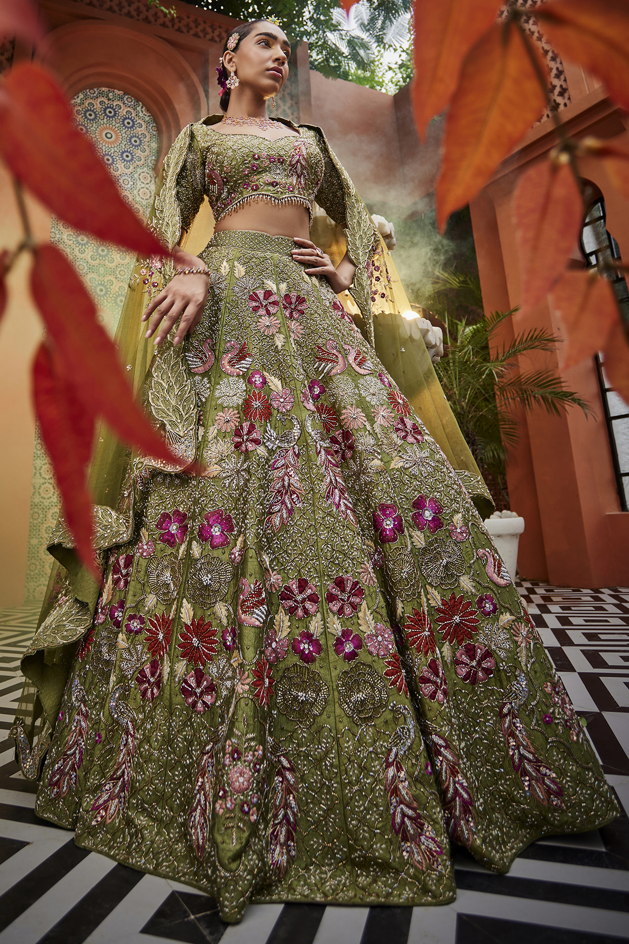 Raw silk bridal lehenga cheap