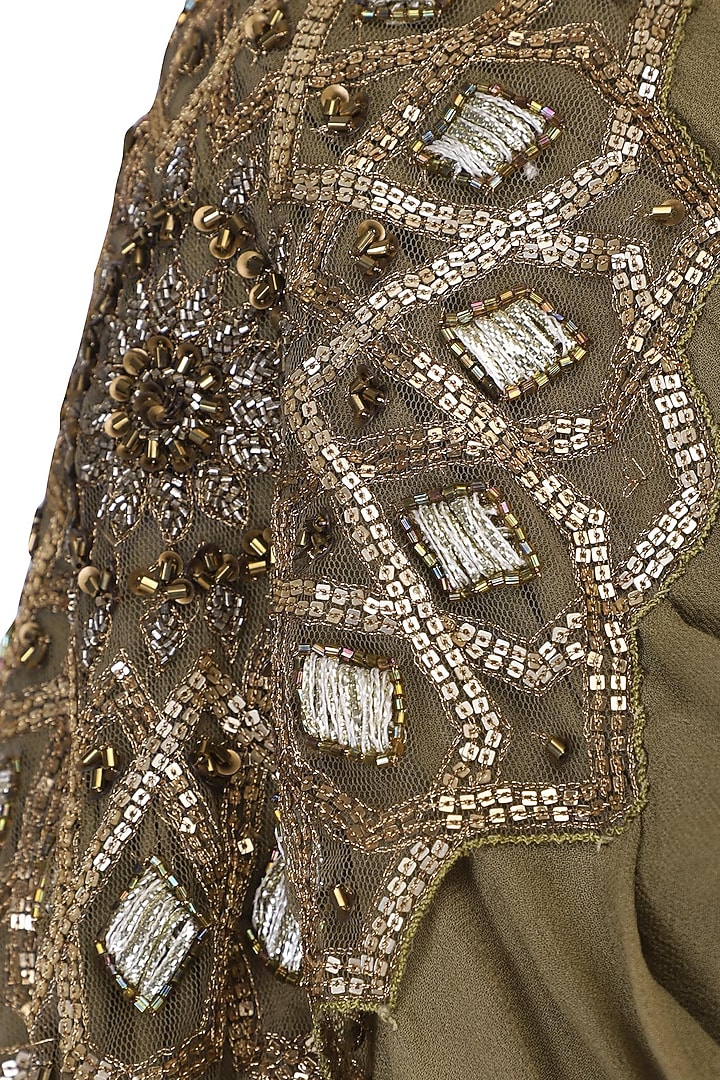 Olive green anarkali set available only at Pernia's Pop Up Shop.