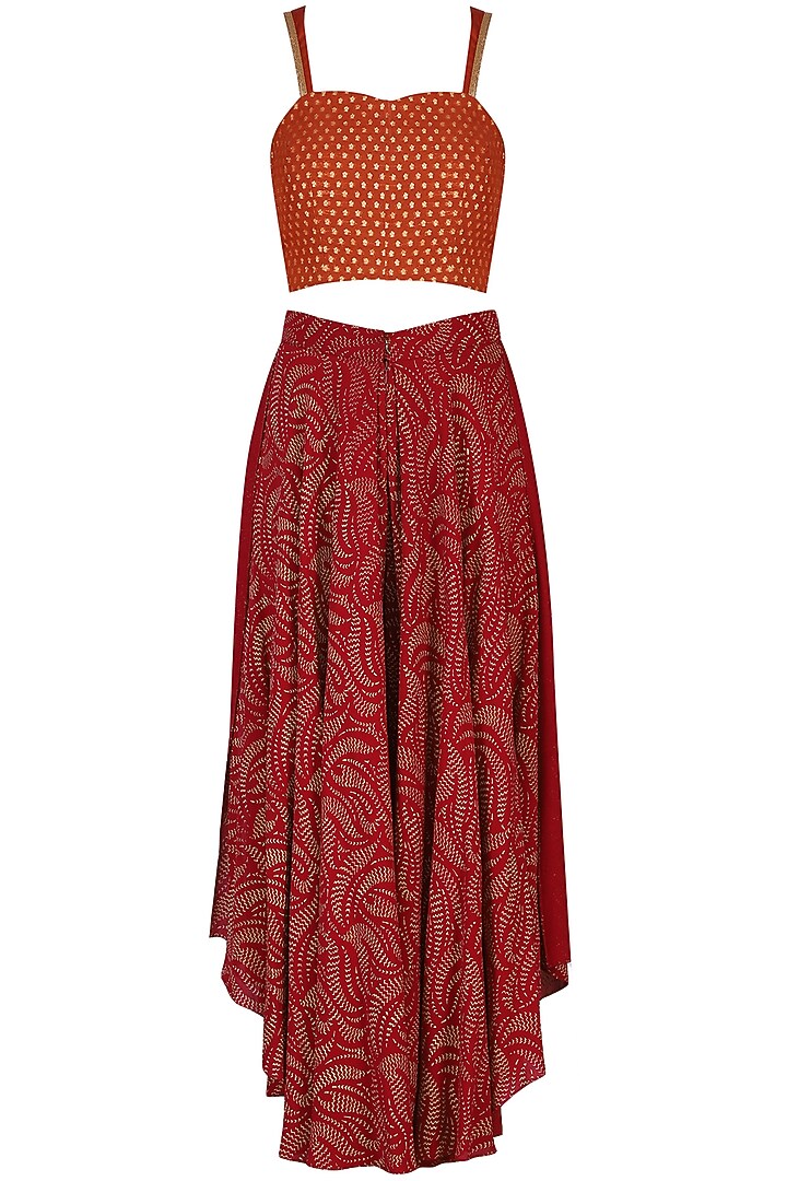 Rust embroidered bustier with pants available only at Pernia's Pop Up Shop.