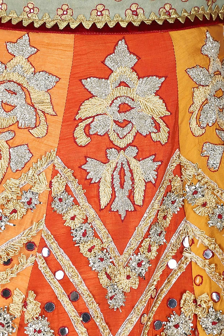 Orange embroidered lehenga set available only at Pernia's Pop Up Shop.