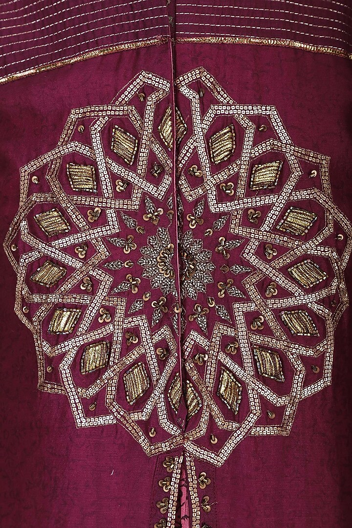 Wine embroidered anarkali set available only at Pernia's Pop Up Shop.