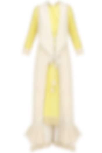 Lemon chandeir kurta, pants and jacket set available only at Pernia's Pop Up Shop.