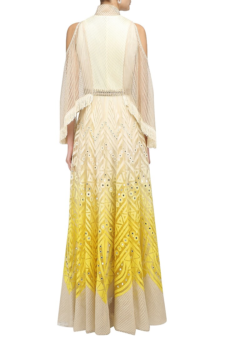 Ivory and lemon shaded chanderi anarkali kurta available only at Pernia's Pop Up Shop.