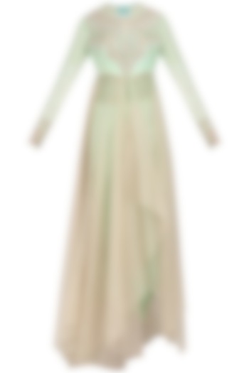 Mint green asymmetrical kurta and dhoti pants set available only at Pernia's Pop Up Shop.