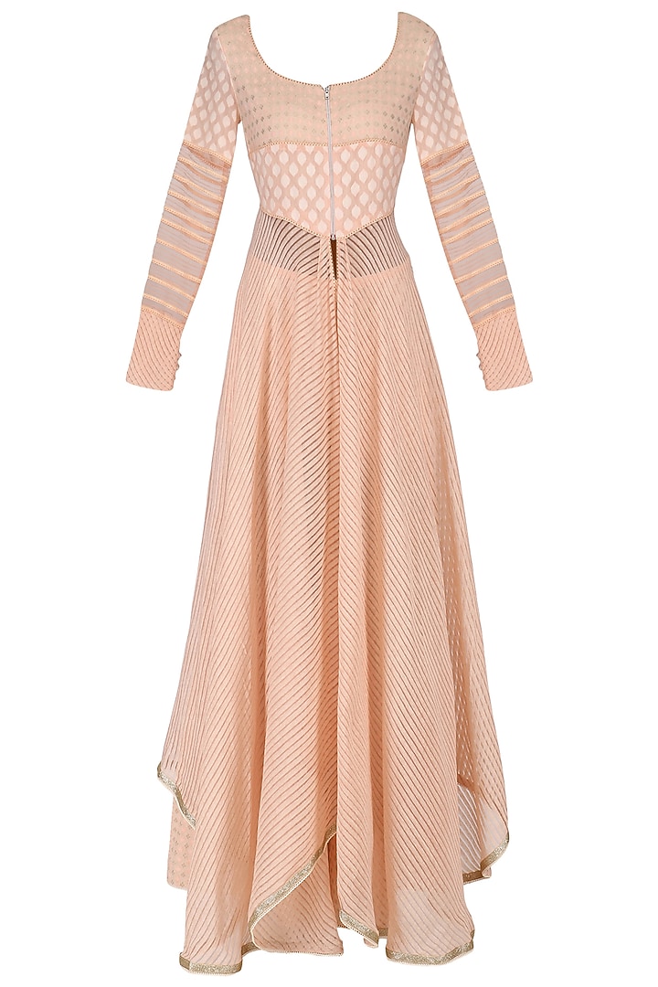 Peach Chanderi Brocade Kurta and Sharara Pants Set available only at Pernia's Pop Up Shop.