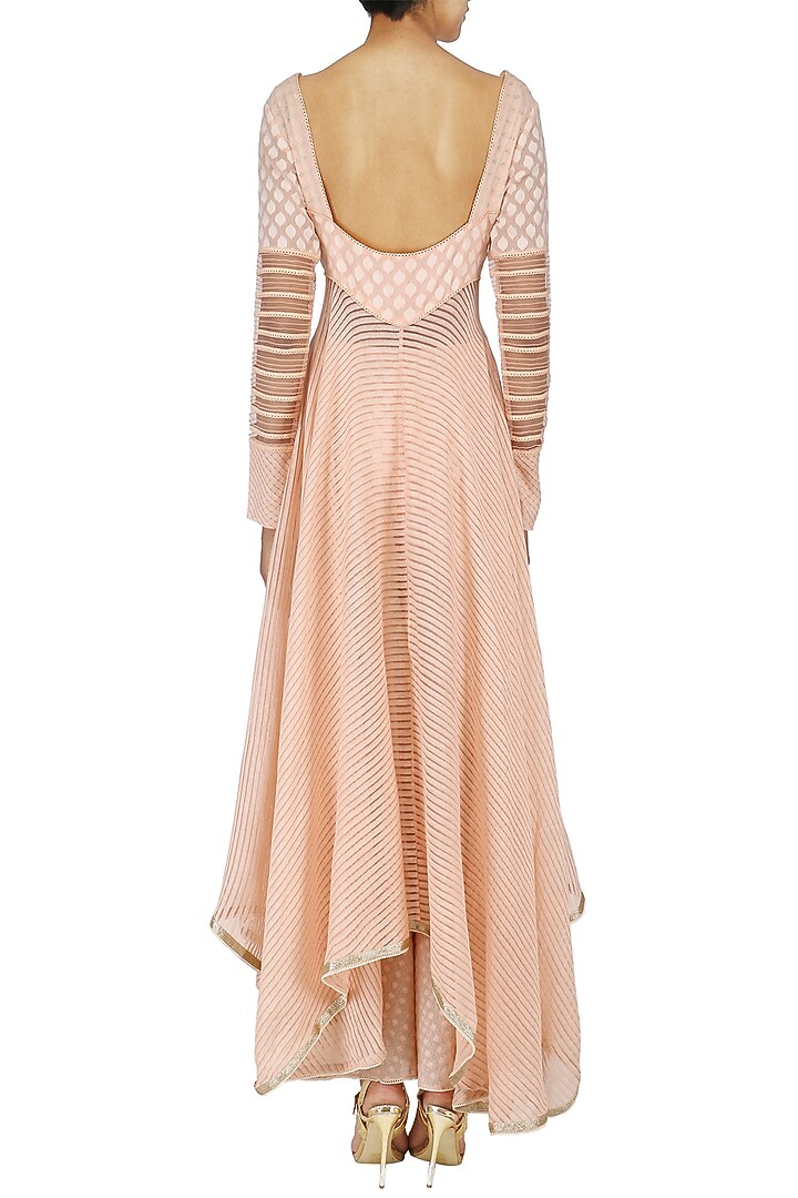 Peach Chanderi Brocade Kurta and Sharara Pants Set available only at Pernia's Pop Up Shop.