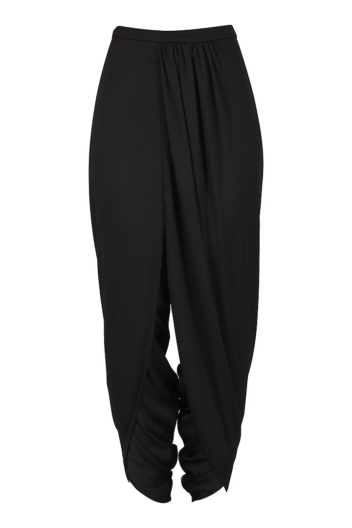 Black Front Pleated Kurta with Attached Wings and Pants Set available only at Pernia's Pop Up Shop.