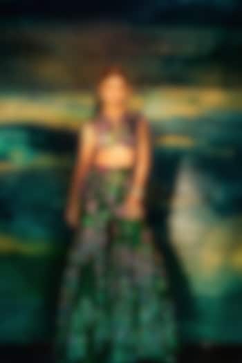 Forest Green Silk Organza Bridal Sharara Set by Mahima Mahajan at Pernia's Pop Up Shop