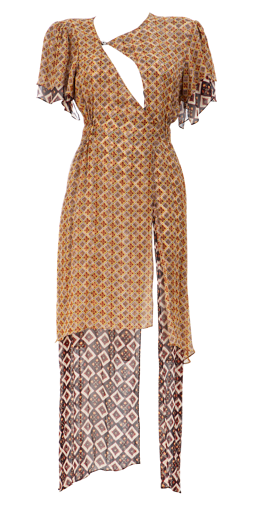 Printed multi coloured chiffon lycra dress kaftan available only at Pernia's Pop-Up Shop