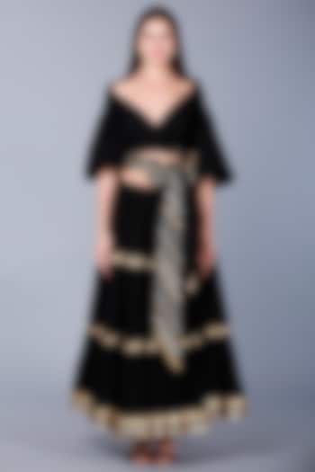 Black Embroidered Wrapped Blouse by Gulabo By Abu Sandeep