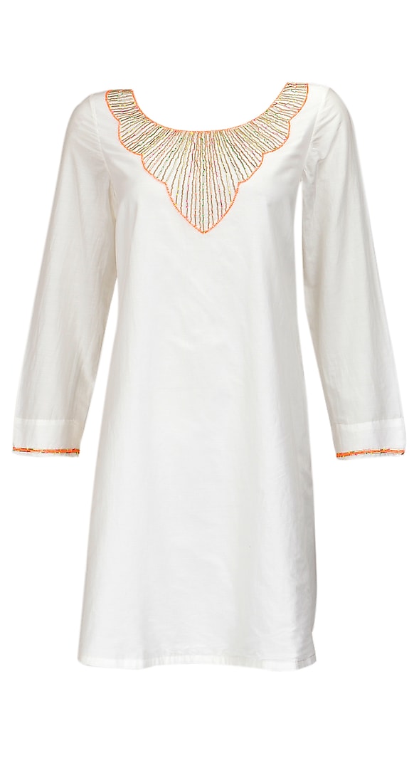 White kurti with metal pipe embroidery by Pia Pauro