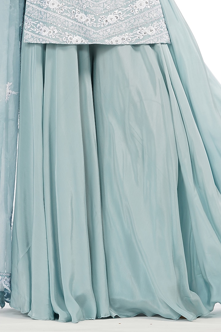 Ice Blue Wedding Sharara Set In Crepe by Shruti S at Pernia's Pop Up Shop