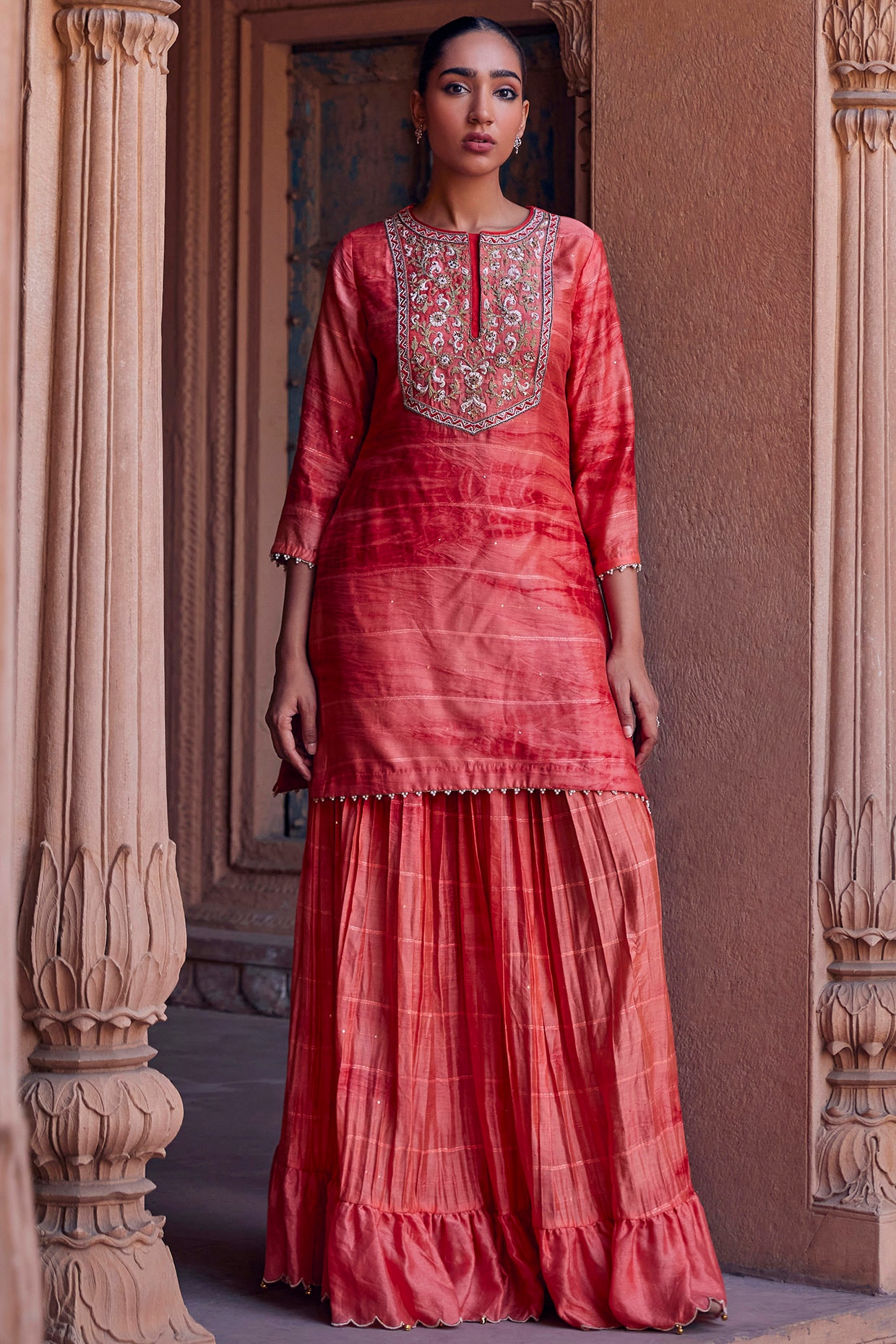 Buy KALAKAR FASHION Womens Red Chanderi Salwar Suit at Amazon.in