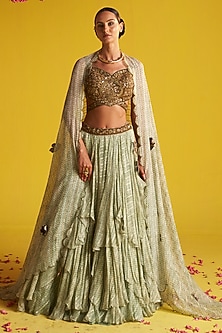 Green Polka Dot Lehenga set