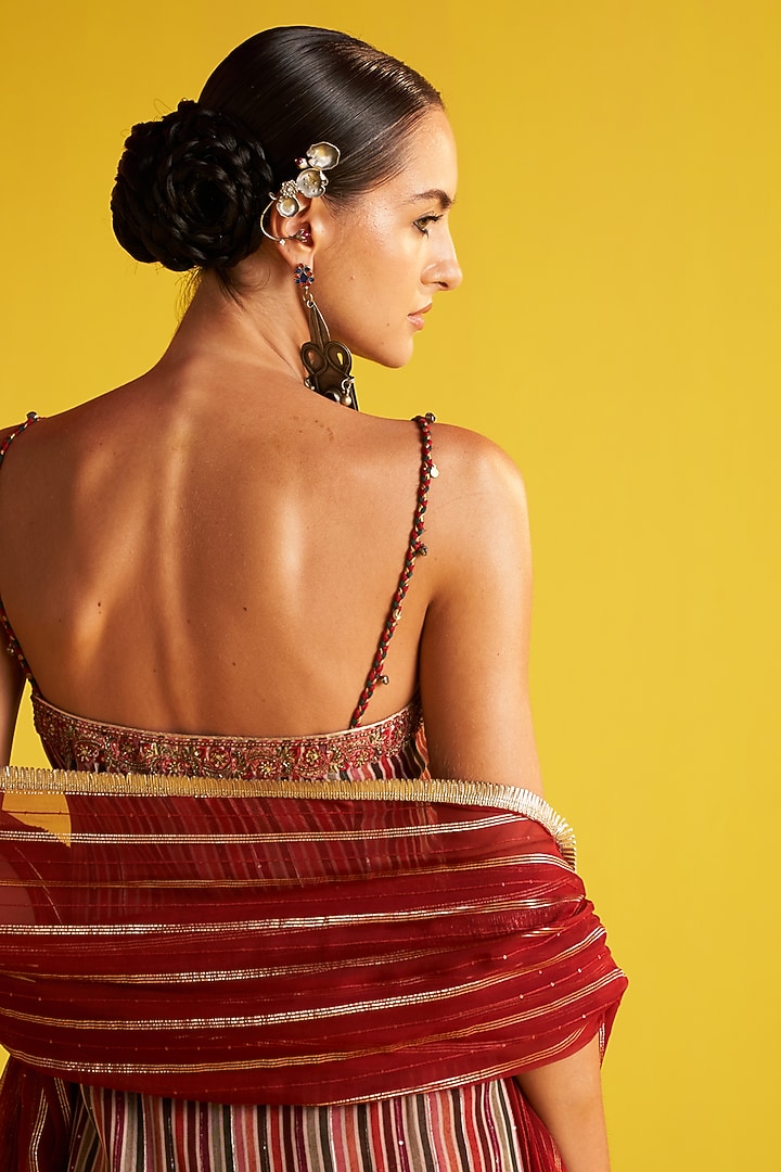 Maroon Organza Party Wear Sharara Set by Studio Bagechaa at Pernia's Pop Up Shop