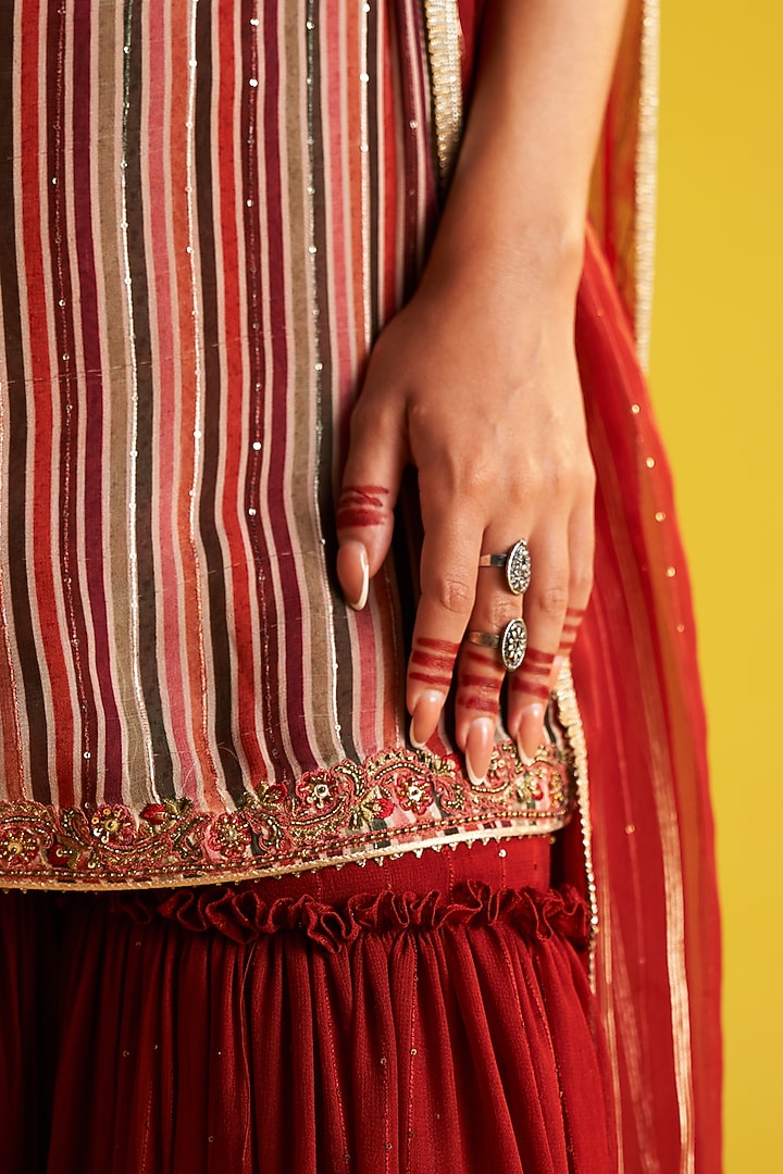 Maroon Organza Party Wear Sharara Set by Studio Bagechaa at Pernia's Pop Up Shop