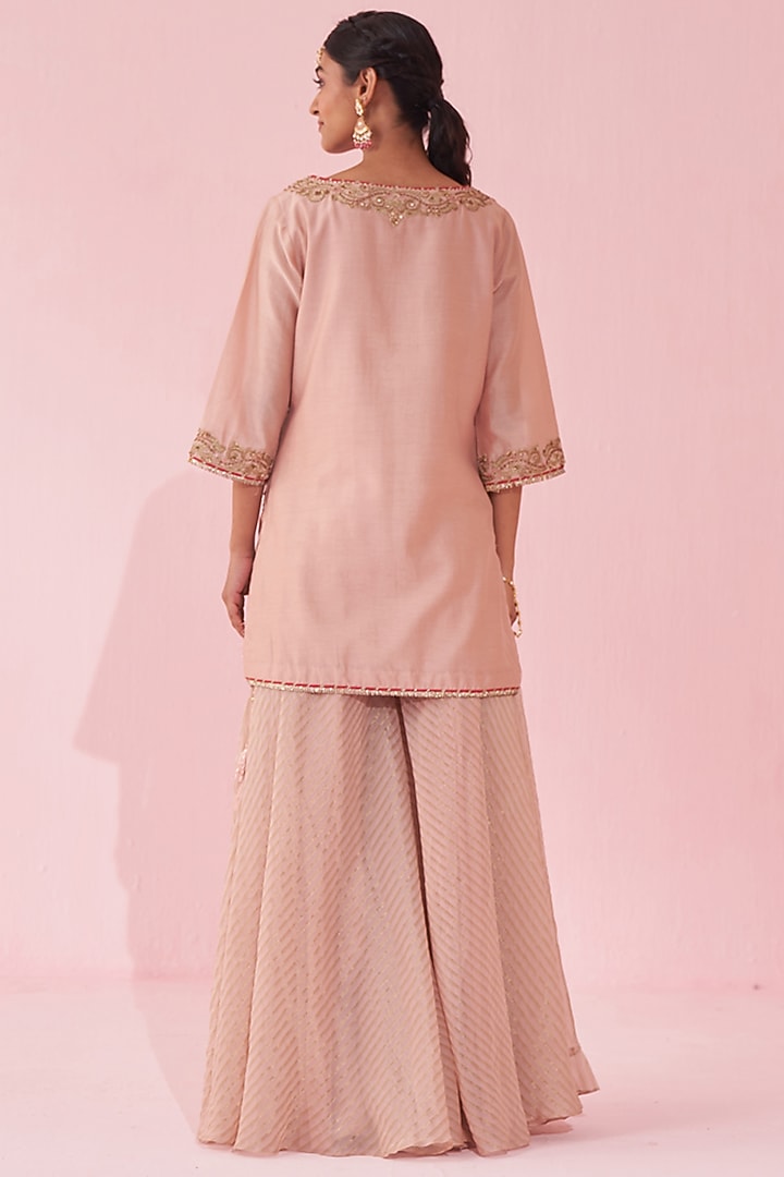 Blush Pink Organza Wedding Sharara Set by Studio Bagechaa at Pernia's Pop Up Shop