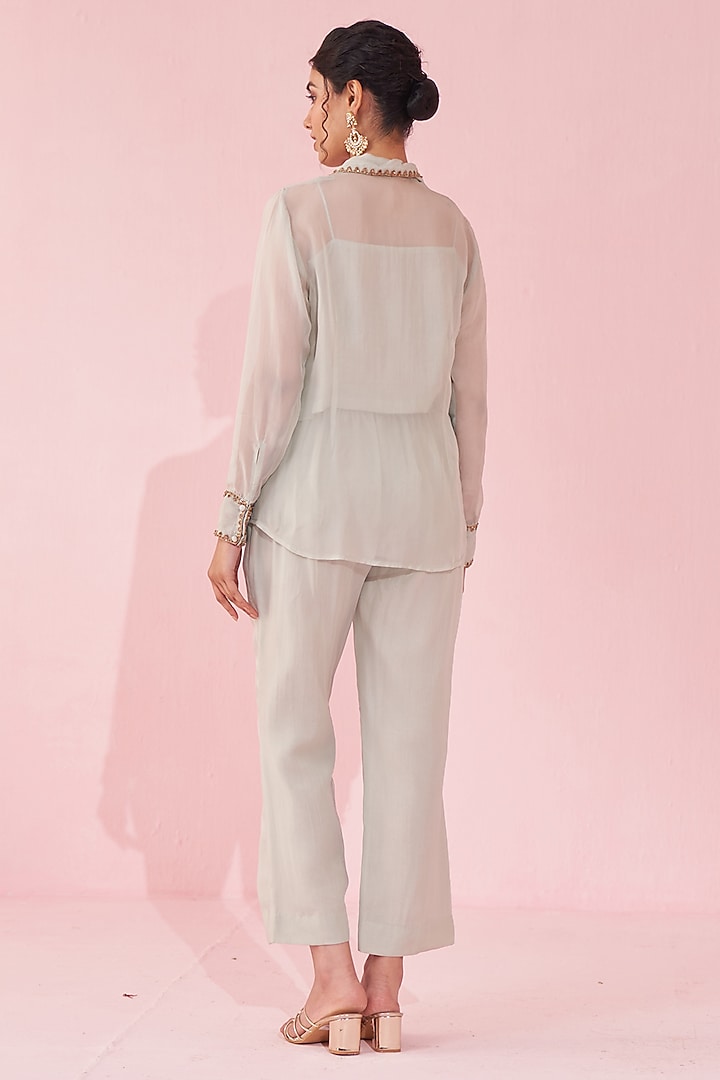 Pale Blue Organza Co-Ord Set by Studio Bagechaa at Pernia's Pop Up Shop