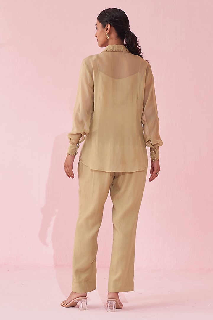 Soft Green Organza Co-Ord Set by Studio Bagechaa at Pernia's Pop Up Shop