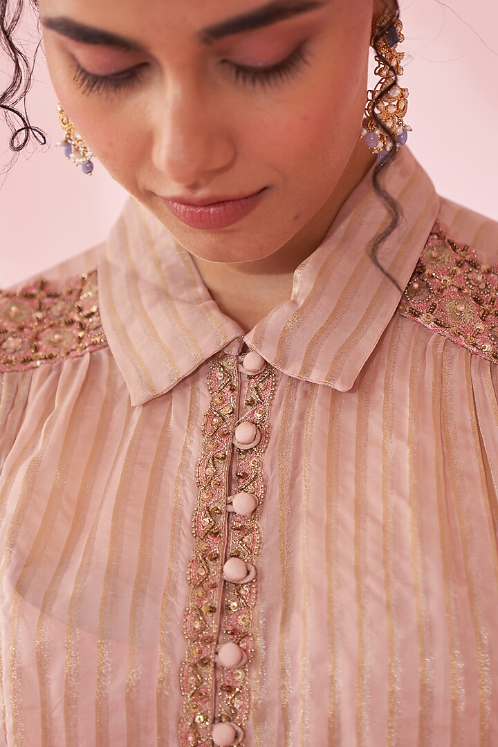 Soft Blush Pink Organza Co-Ord Set by Studio Bagechaa at Pernia's Pop Up Shop
