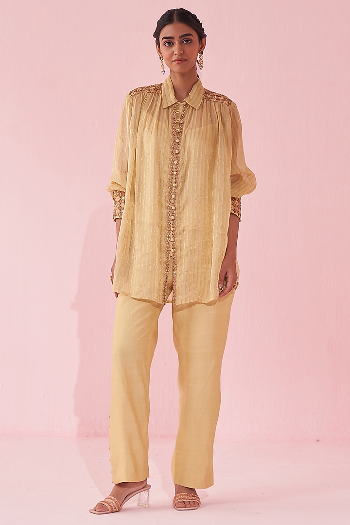 Yellow Organza Co-Ord Set by Studio Bagechaa at Pernia's Pop Up Shop