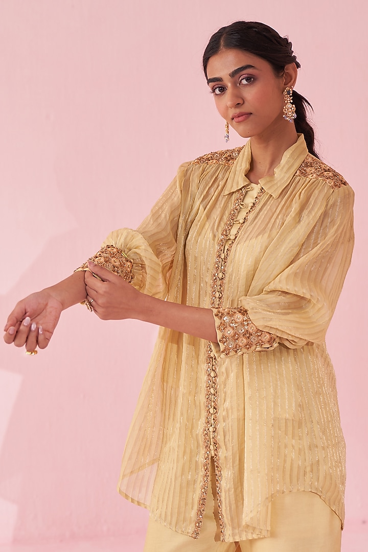 Yellow Organza Co-Ord Set by Studio Bagechaa at Pernia's Pop Up Shop