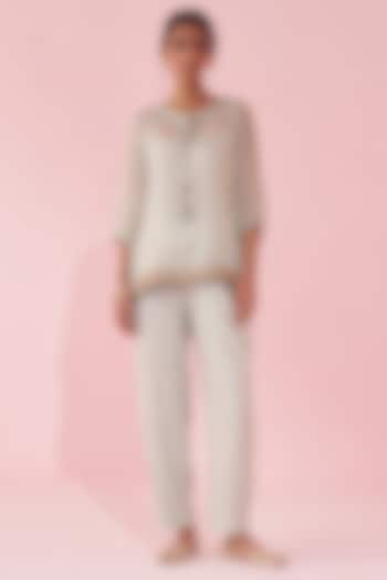 Pale Blue Organza & Katan Co-Ord Set by Studio Bagechaa at Pernia's Pop Up Shop