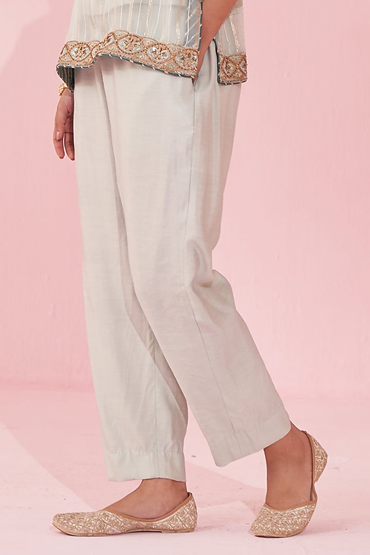 Pale Blue Organza & Katan Co-Ord Set by Studio Bagechaa at Pernia's Pop Up Shop