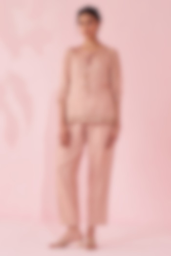 Blush Pink Organza & Katan Co-Ord Set by Studio Bagechaa at Pernia's Pop Up Shop