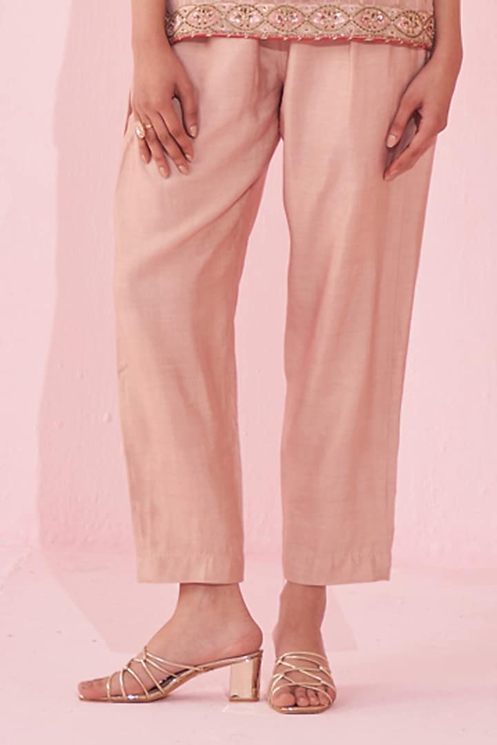 Blush Pink Organza & Katan Co-Ord Set by Studio Bagechaa at Pernia's Pop Up Shop